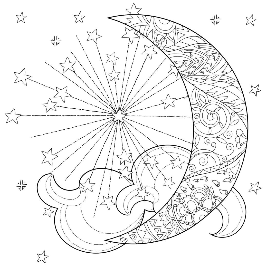 Celestial Moon Coloring Pages For Adults - colouring mermaid | Star coloring  pages, Mandala coloring pages, Moon coloring pages