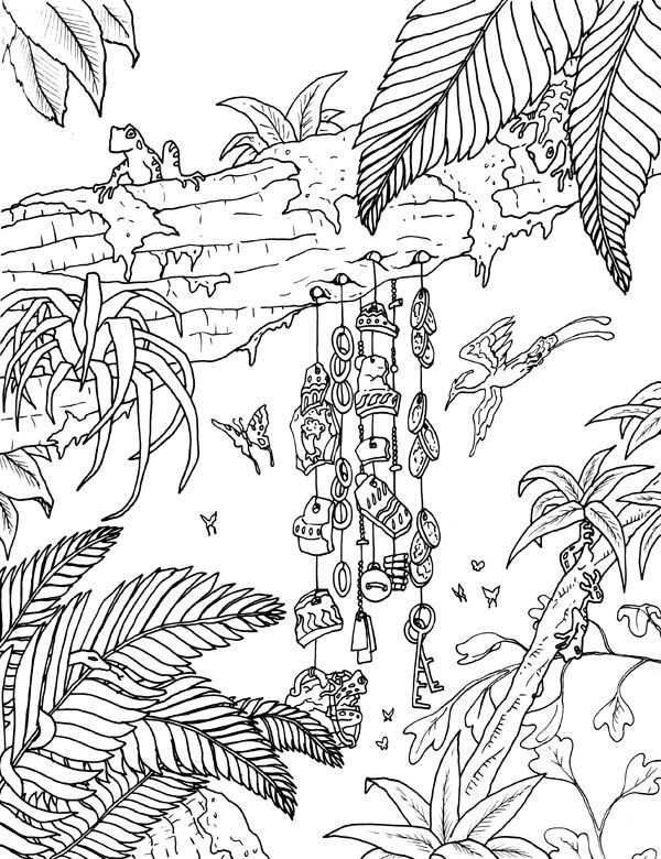 Jungle coloring pages, Coloring pages, Forest coloring book