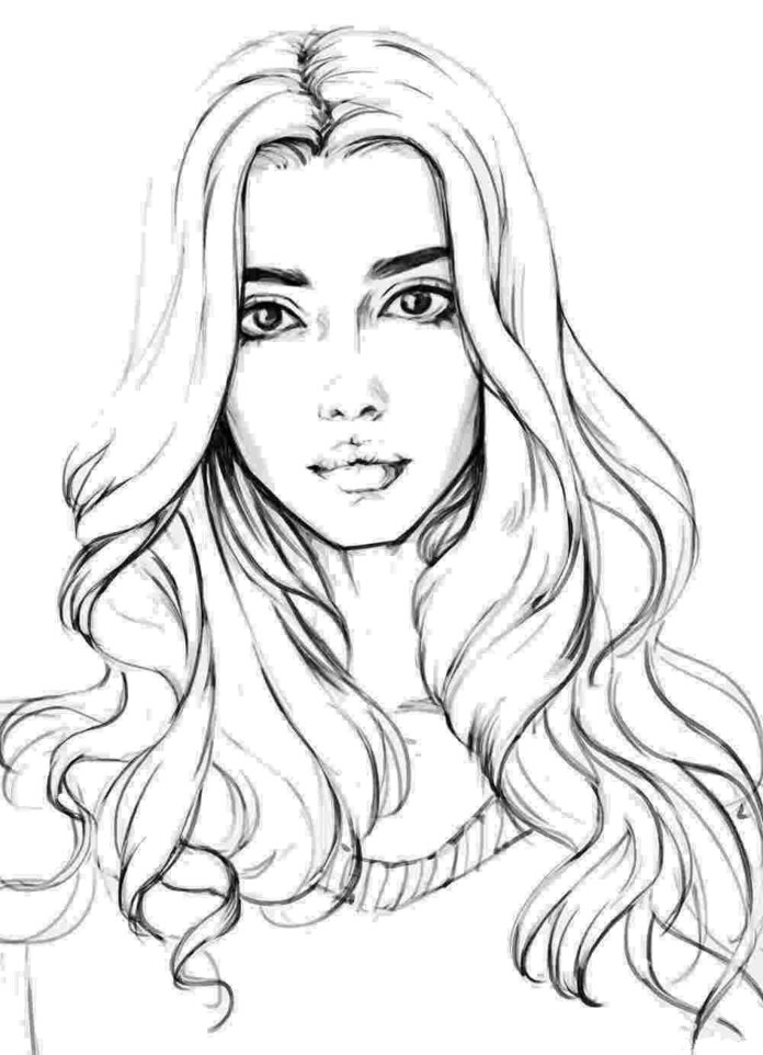 Wavy hair coloring book to print and online