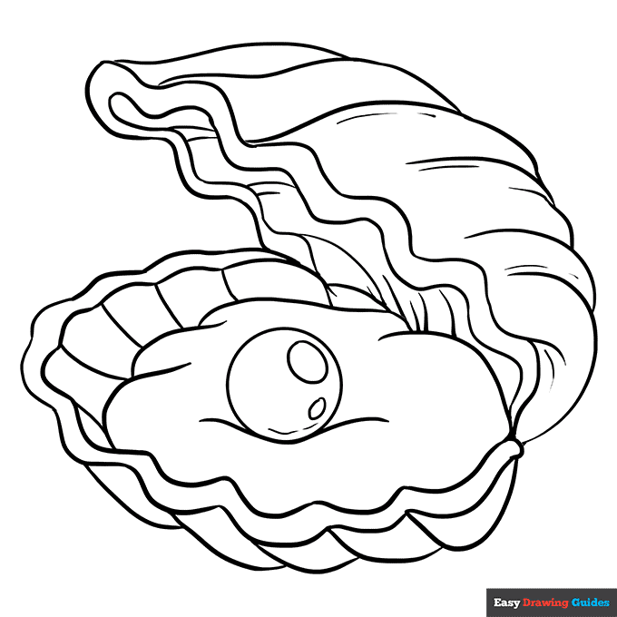 Oyster with Pearl Coloring Page | Easy Drawing Guides