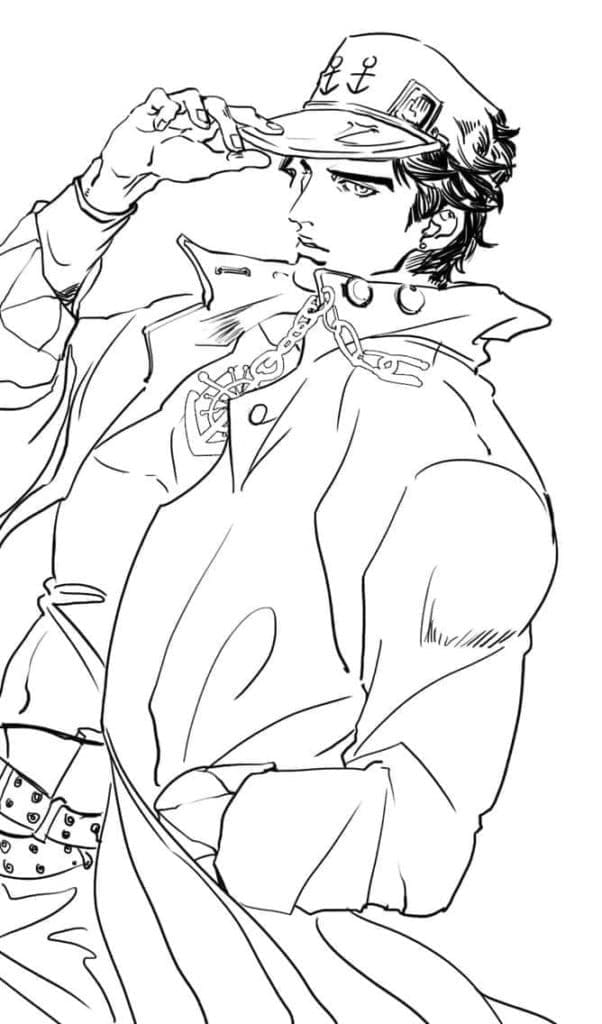 Jotaro Kujo from Jojo's Bizarre Adventure Coloring Page - Free Printable Coloring  Pages for Kids