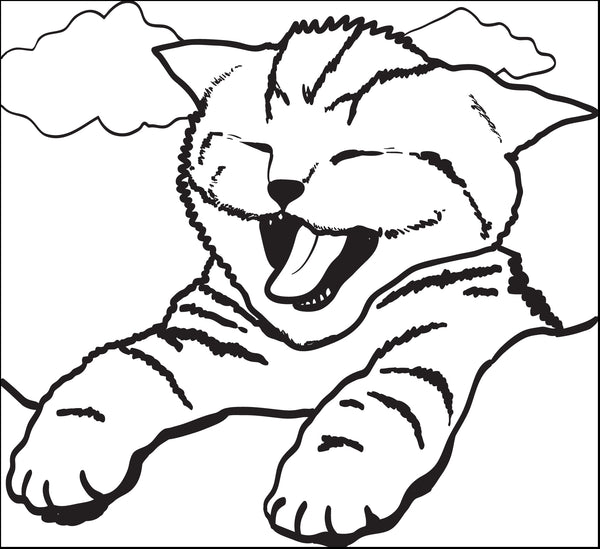 Printable Cute Kitty Cat Yawning Coloring Page for Kids – SupplyMe