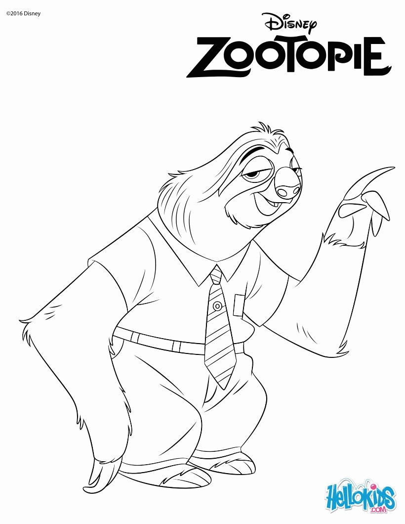 DISNEY coloring pages - Flash from Zootopia