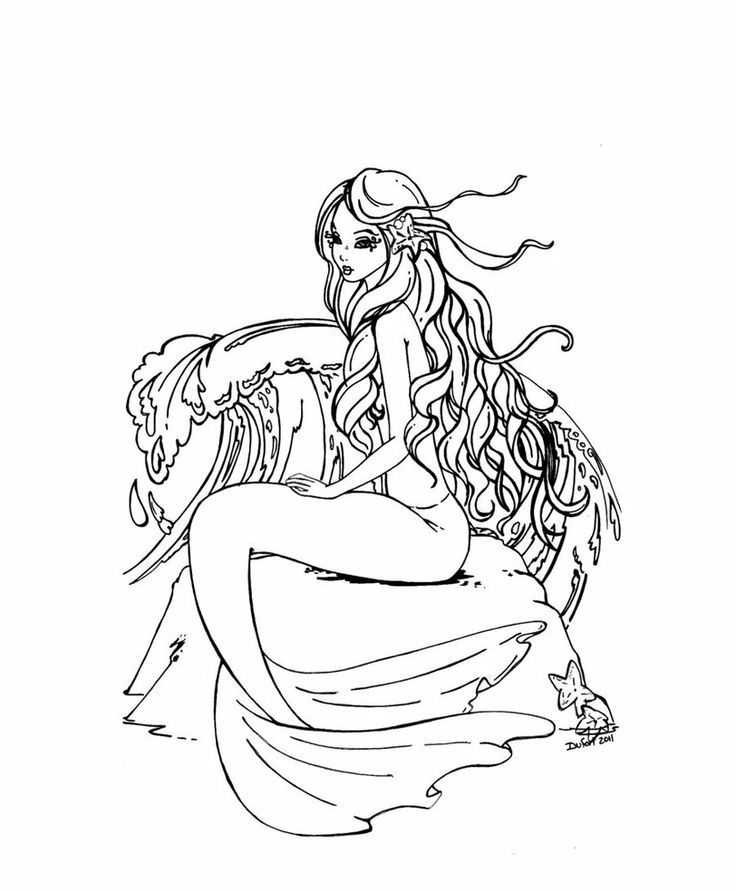 Adult ~ Printable Realistic Mermaid Coloring Pages ~ Coloring Tone