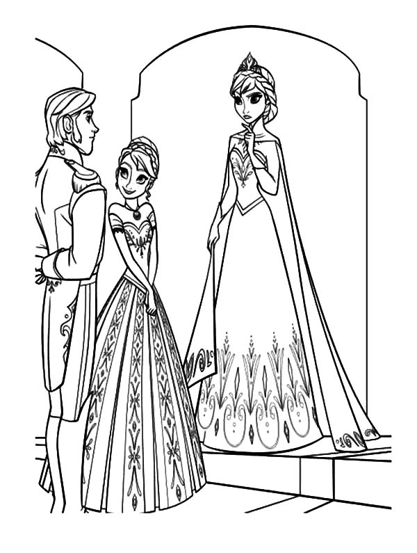 Princess Anna Introducing Prince Hans To Queen Elsa Coloring Pages :  Coloring Sun
