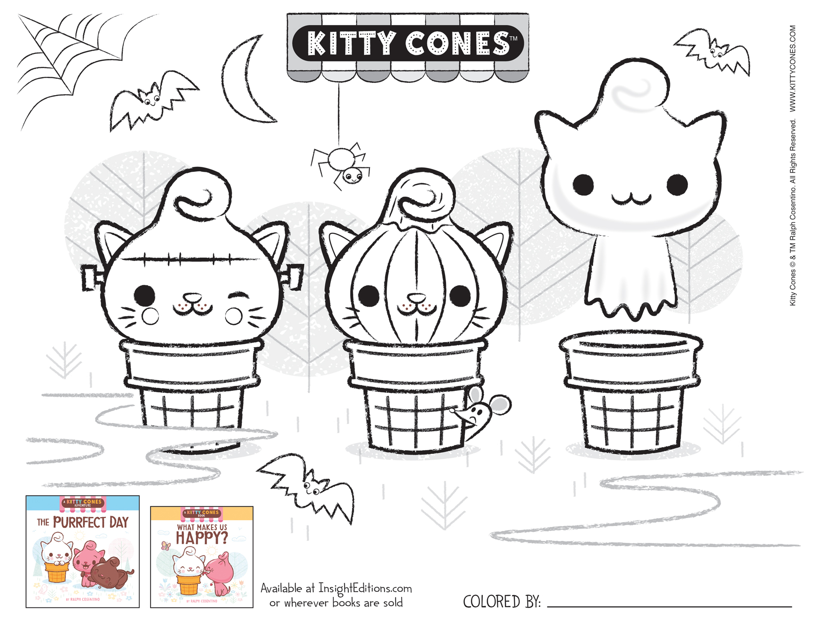 Halloween Kitty Cones coloring page