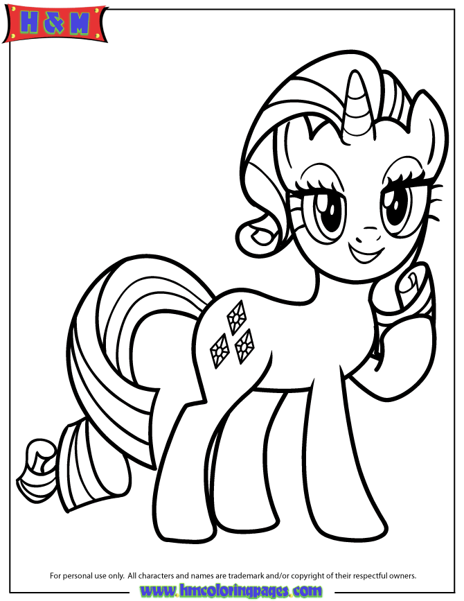 Unicorn Pony Rarity Coloring Page | Free Printable Coloring Pages