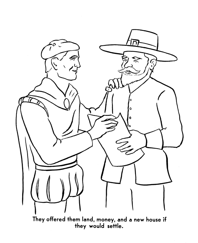 Pilgrims First Thanksgiving Coloring Page - Trading company offers ...
