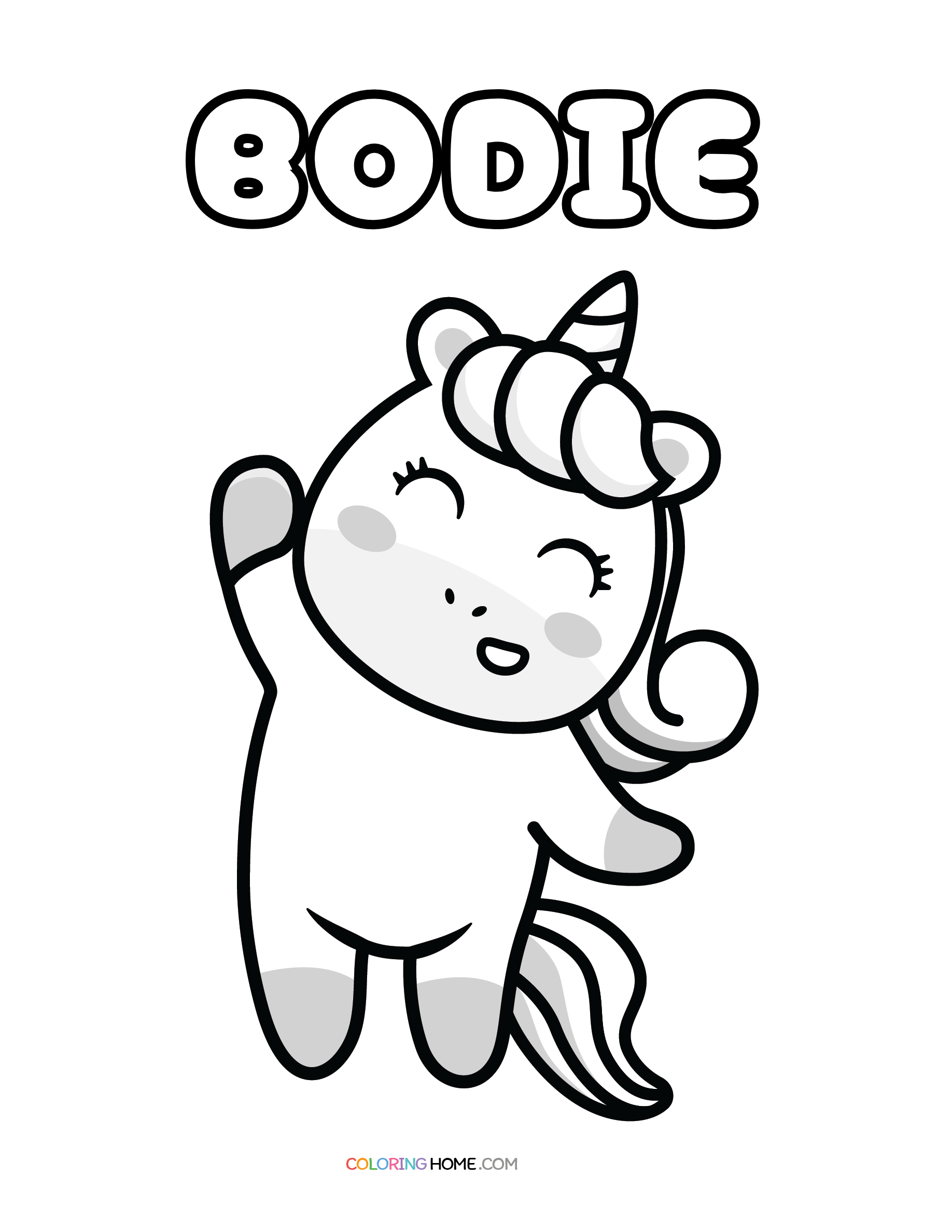 Bodie unicorn coloring page