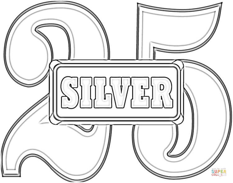 Anniversary 25 Silver Wedding coloring page | Free Printable Coloring Pages