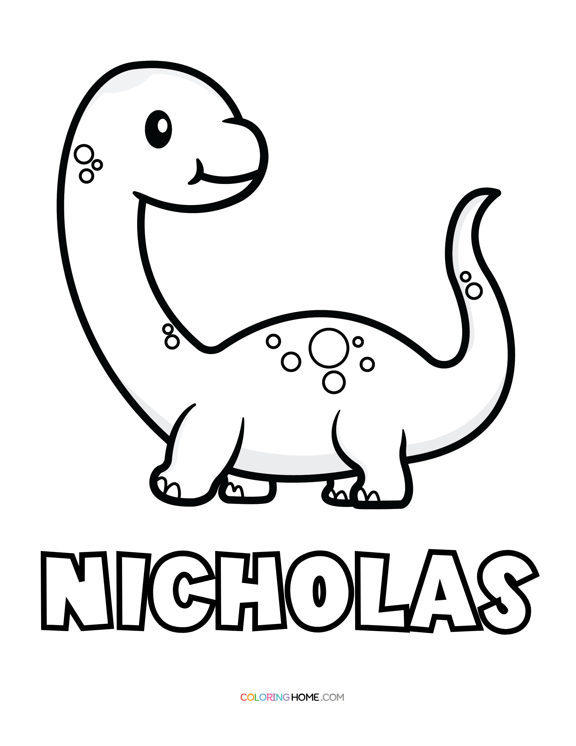 Nicholas dinosaur coloring page