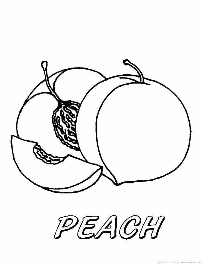 Peach Fruit Coloring Page - Free Printable Coloring Pages for Kids