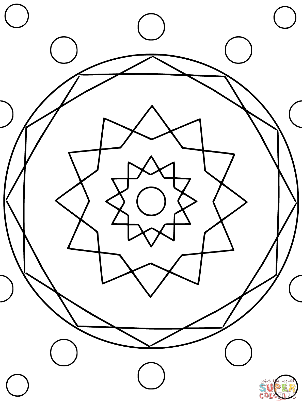 Mandala with Hexagon and Circles coloring page | Free Printable Coloring  Pages