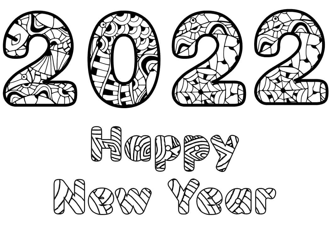 New Year 2022 Coloring Pages - Happy New Year 2022 Coloring Pages - Coloring  Pages For Kids And Adults