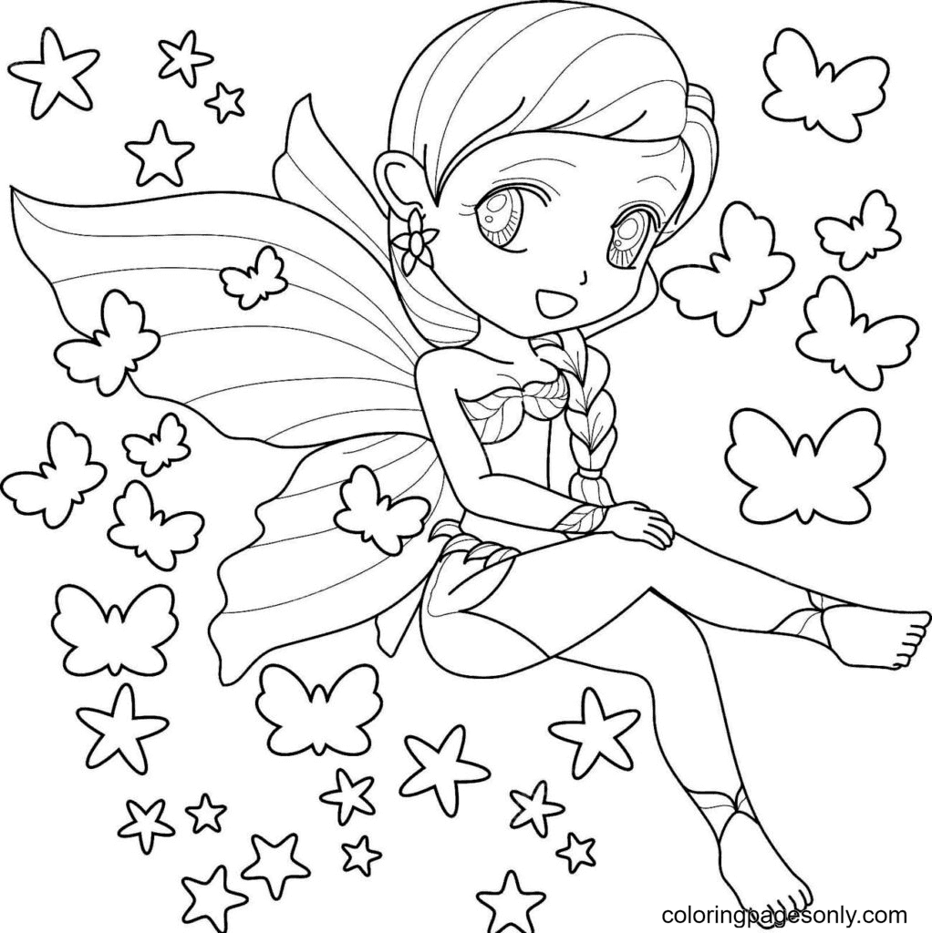 Fairy in a swimsuit Coloring Pages - Fairy Coloring Pages - Coloring Pages  For Kids And Adults