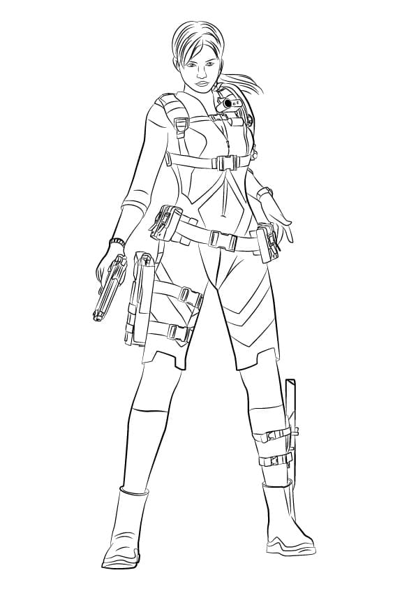 Jill Valentine from Resident Evil Coloring Page - Free Printable Coloring  Pages for Kids
