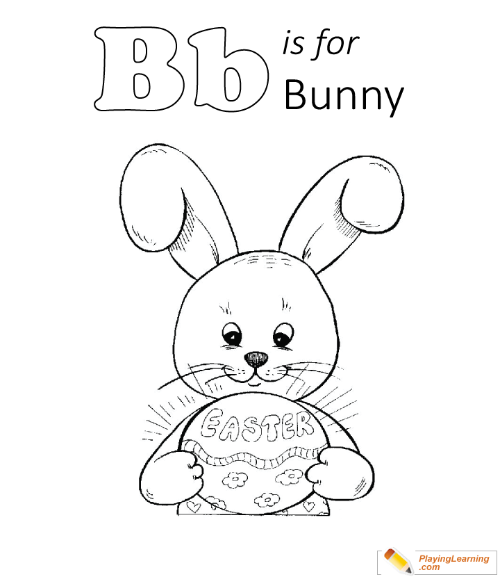 Letter B Is For Bunny Coloring Page 01 | Free Letter B Is For Bunny Coloring  Page