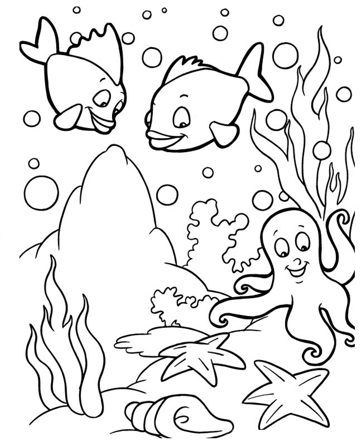 Cartoon Sea Animals Coloring Pages Printable - Coloring Pages For ...