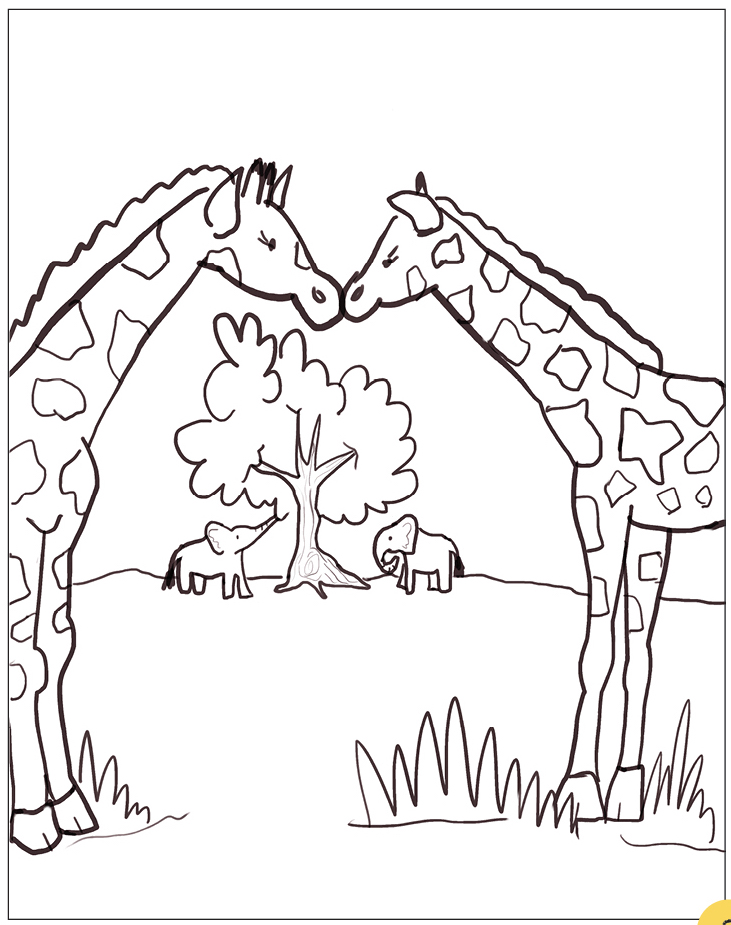 Giraffe calves coloring page – Mongabay Kids