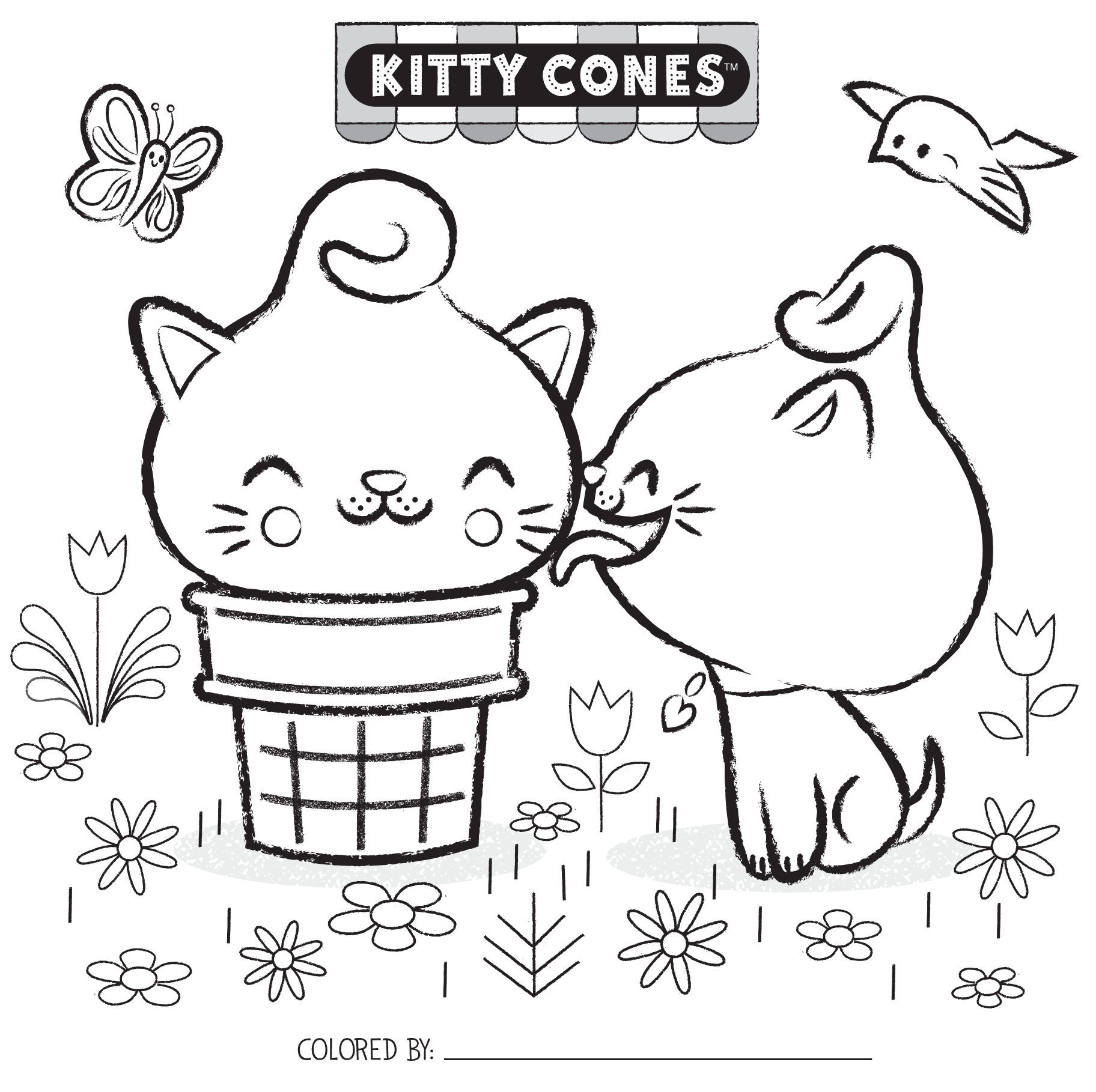 Kitty Cones coloring page