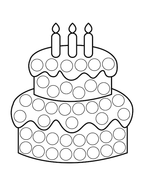 Dot Marker Birthday Cake Coloring Page ...