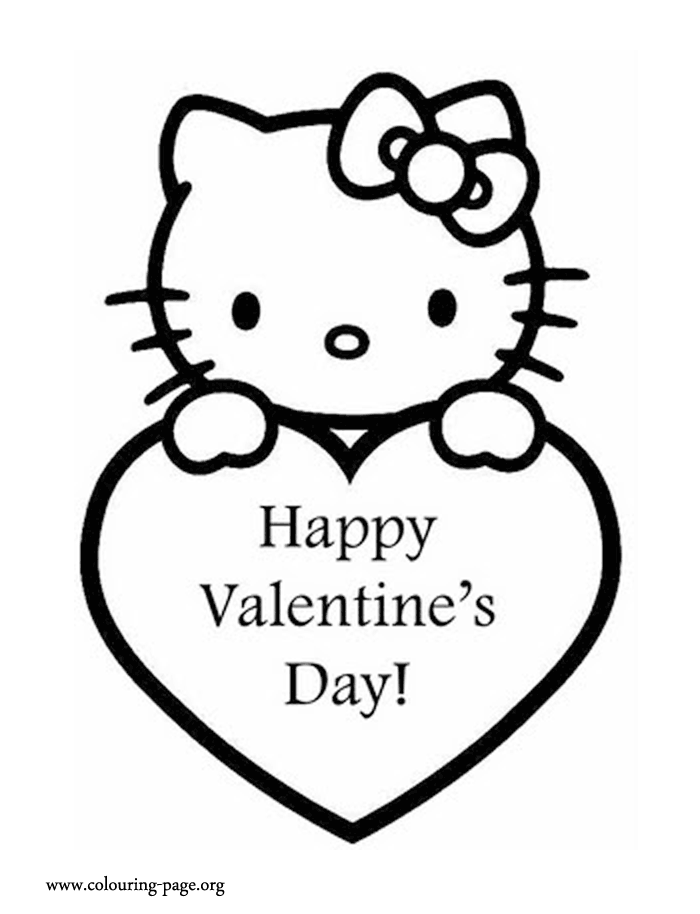 In this beautiful picture, Hello Kitty is holding on a Valentine's heart.  Come check … | Valentine coloring pages, Hello kitty coloring, Hello kitty  colouring pages