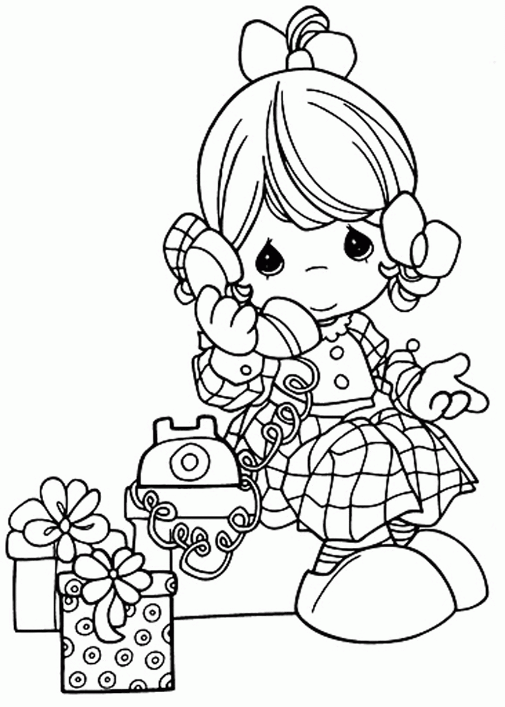 Little Girl Calling Coloring Page - Free Printable Coloring Pages for Kids