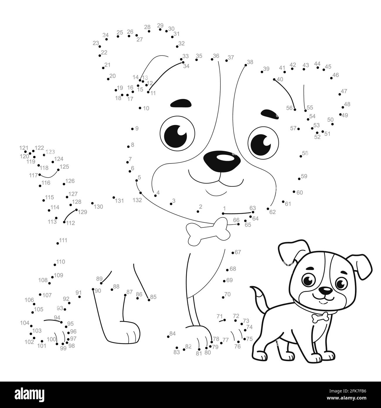 Dot to dot puzzle for children. Connect dots game. dog illustration Stock  Photo - Alamy