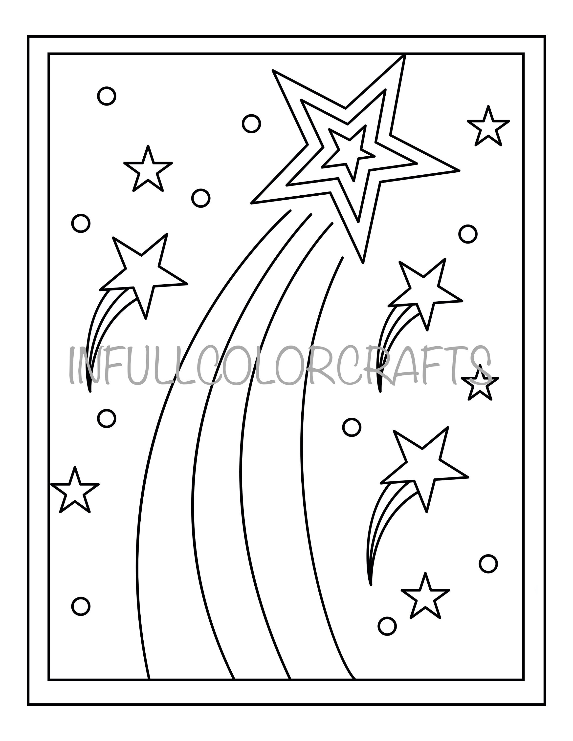 Shooting Star Coloring Page - Etsy