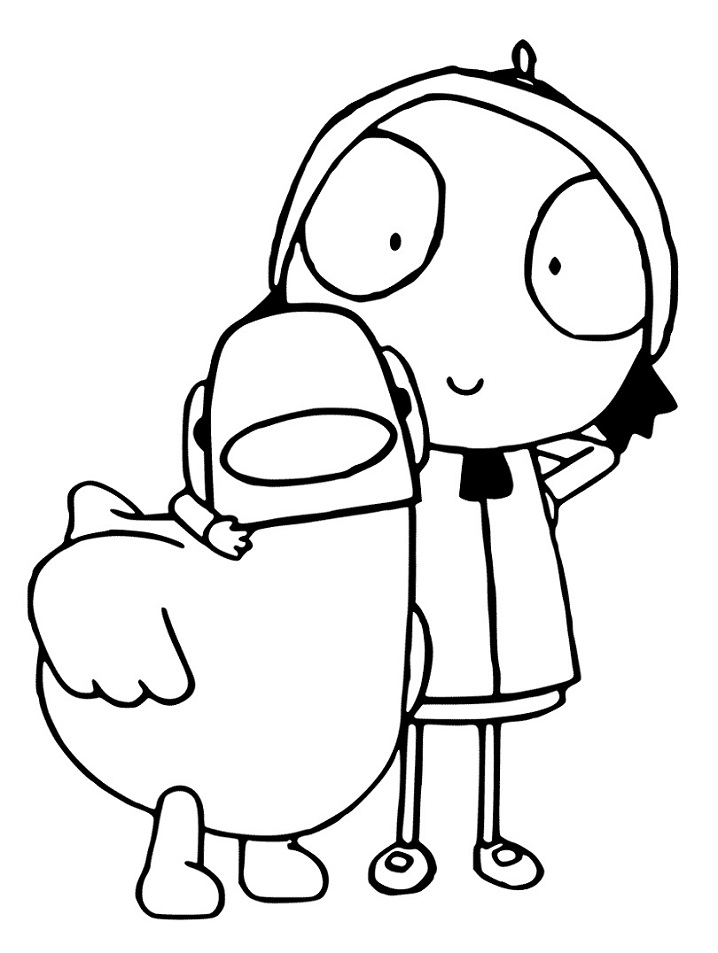 Sarah and Duck Coloring Page - Free Printable Coloring Pages for Kids