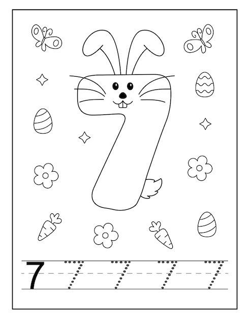 Premium Vector | Easter bunny number coloring pages for children