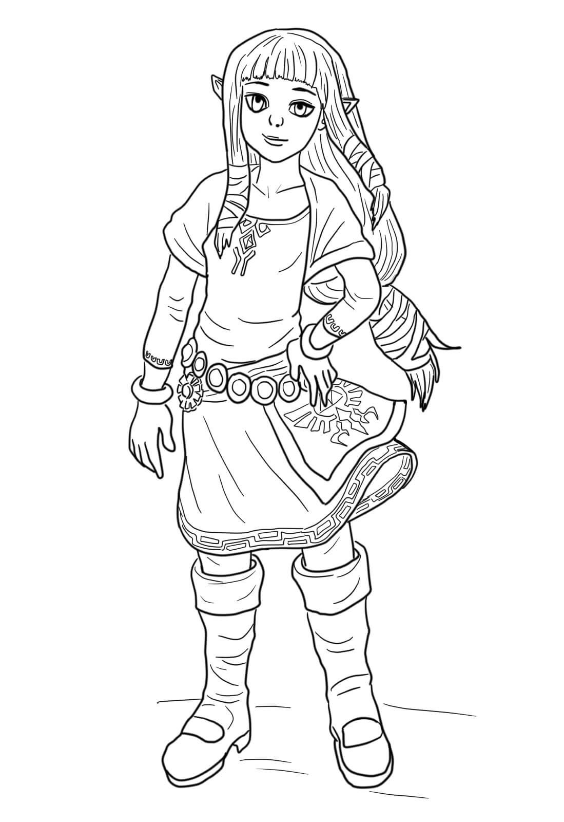 Young Zelda Coloring Page - Free Printable Coloring Pages for Kids