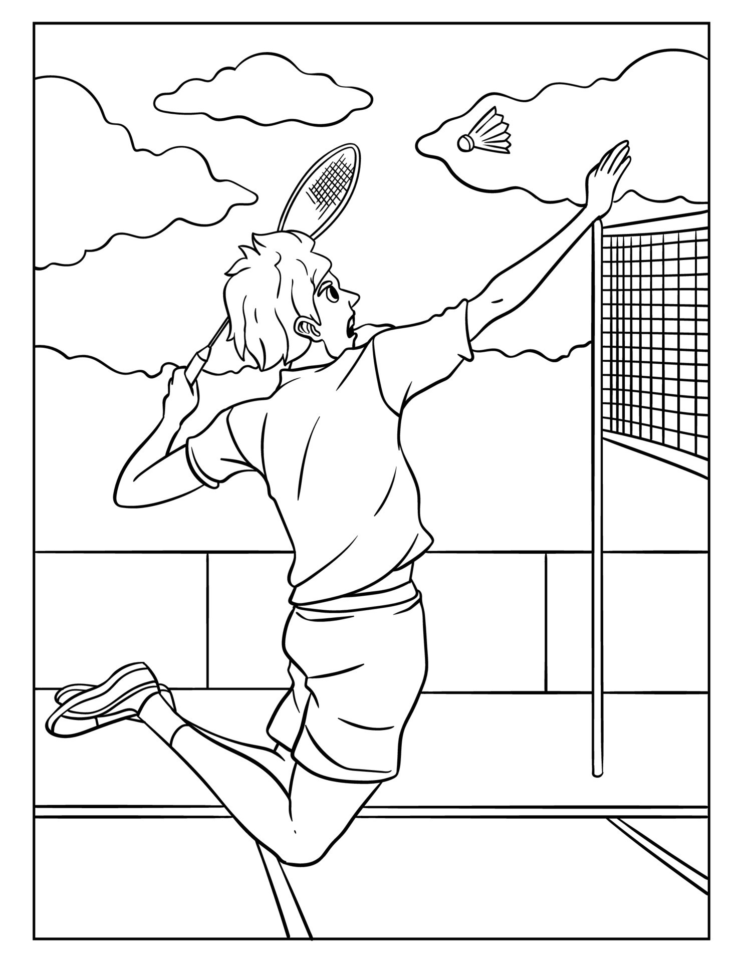 Badminton Coloring Page for Kids 11415990 Vector Art at Vecteezy