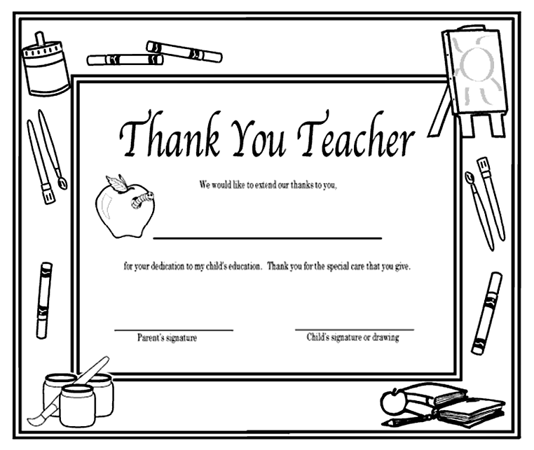Thank You, Teacher' Certificate Coloring Page | crayola.com