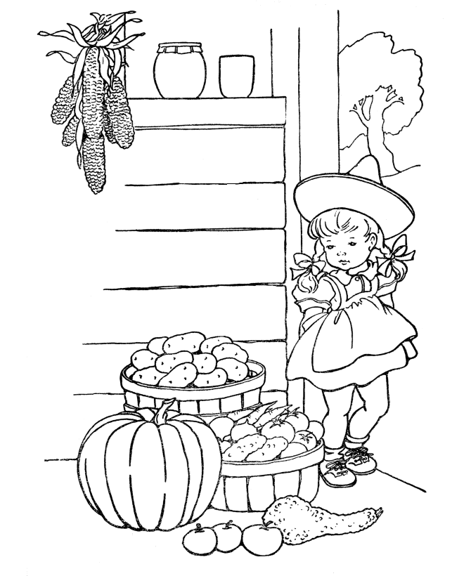 Thanksgiving Day Coloring Page Sheets - Thanksgiving harvest 