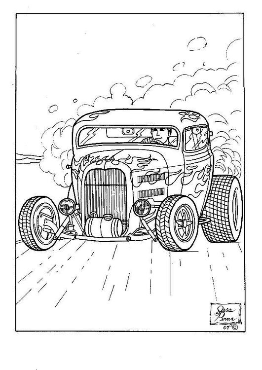 Coloring Page hot rod - free printable coloring pages