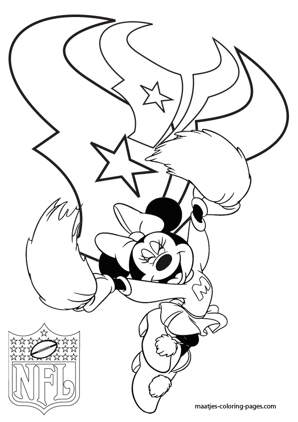 Houston Texans Minnie Mouse Cheerleader Coloring Pages
