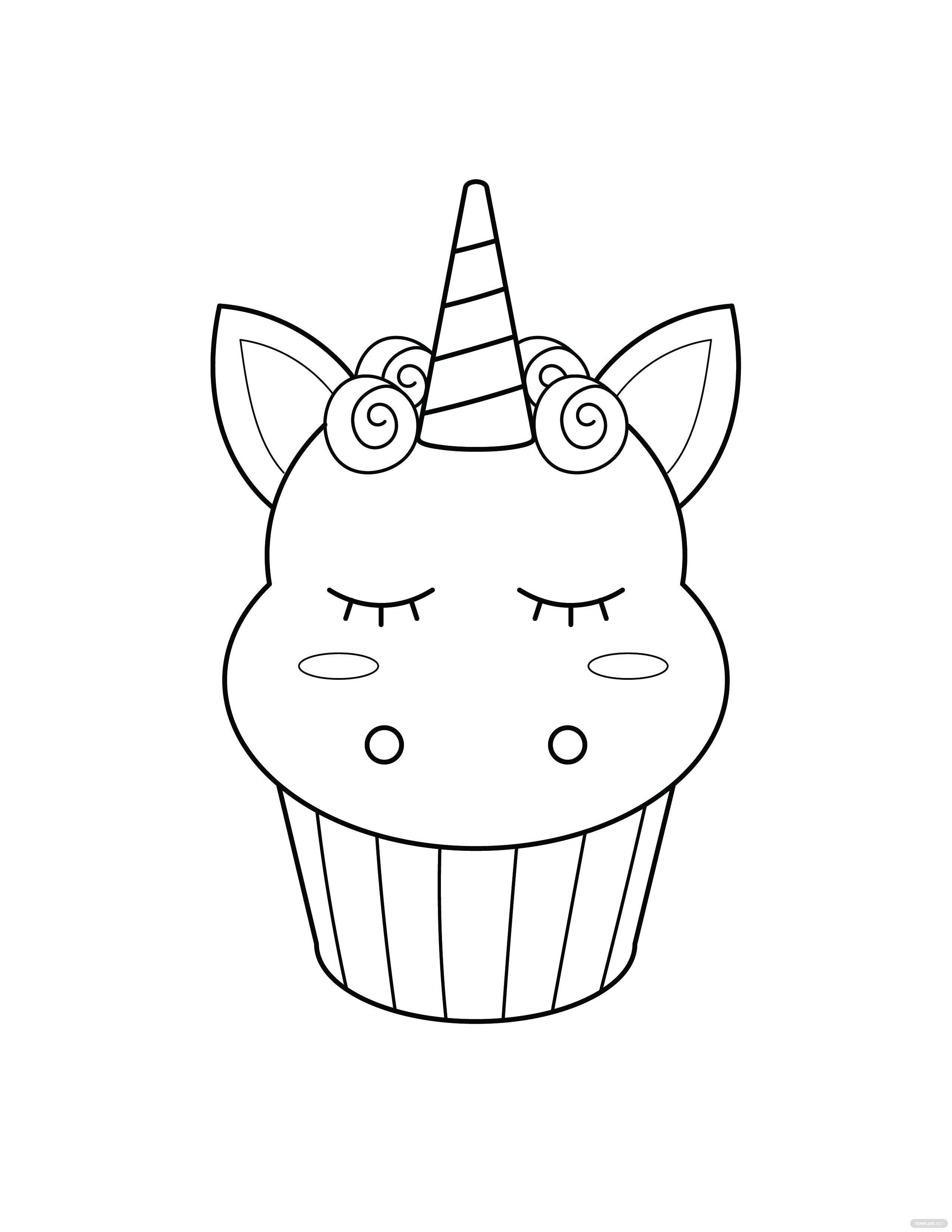 Free Unicorn Cupcake Coloring Page - EPS, Illustrator, JPG, PNG, PDF, SVG |  Template.net