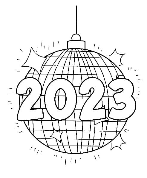 Year 2023 with Disco Ball Coloring Page - Free Printable Coloring Pages for  Kids