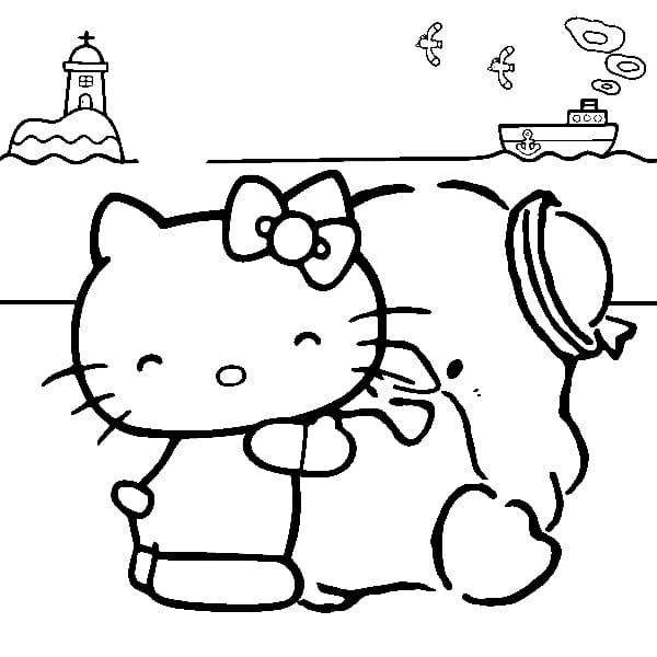 Hello Kitty and Tuxedo Sam Coloring Page - Free Printable Coloring Pages  for Kids