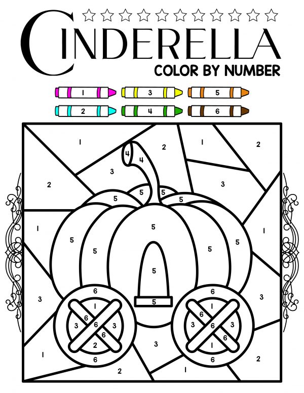 Disney Princess Color by Number Printables - 24hourfamily.com