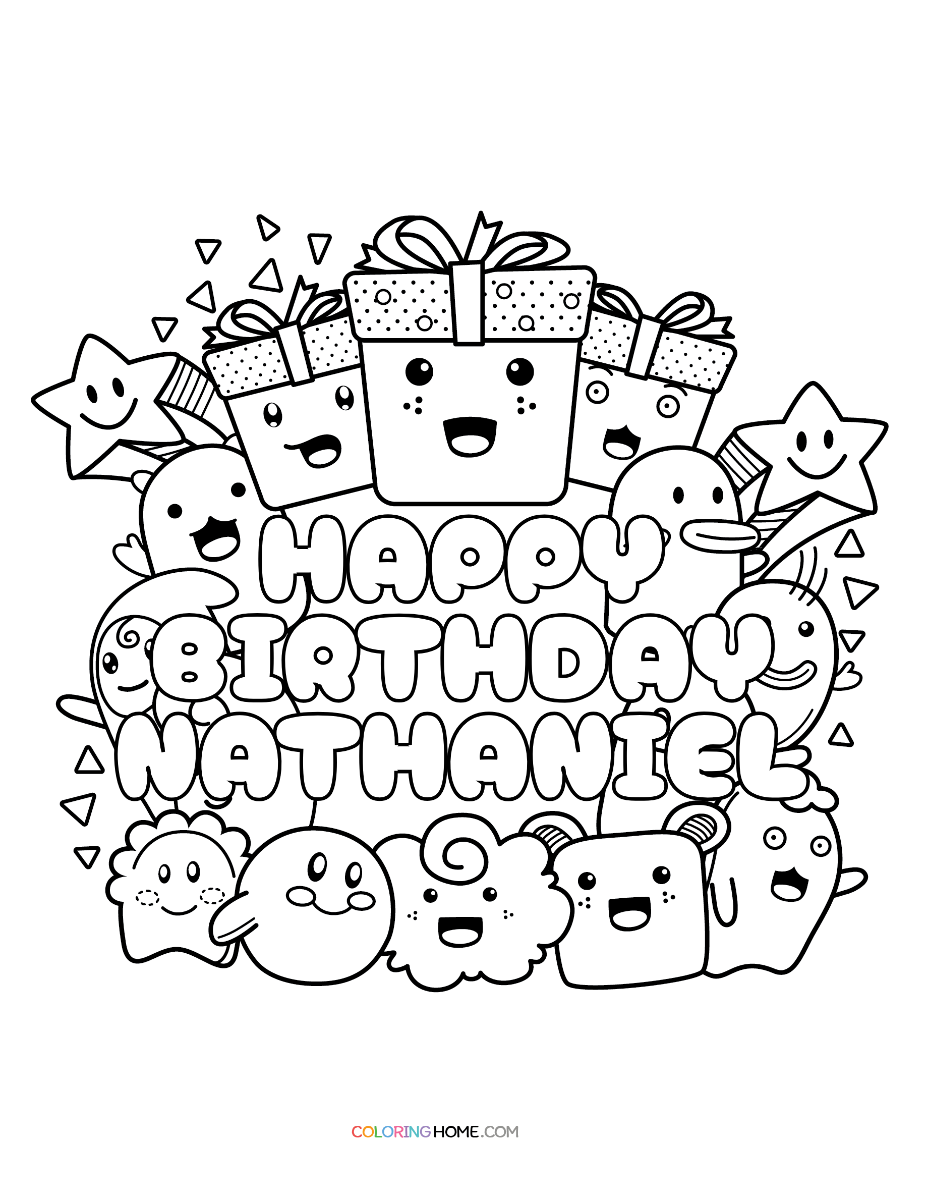 Happy Birthday Nathaniel coloring page