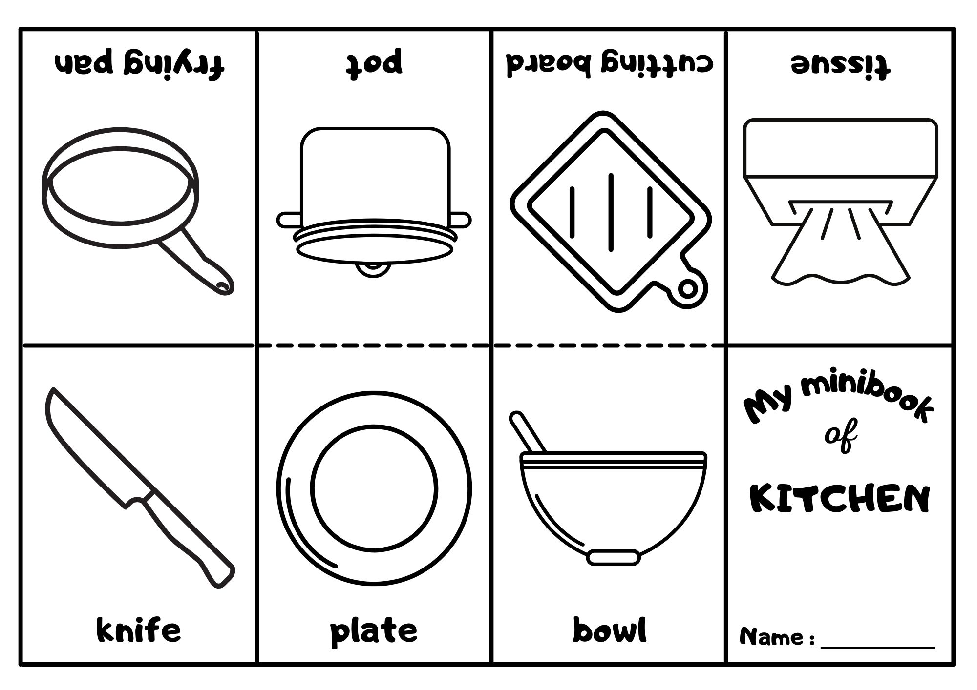 Kitchen Utensils Mini Coloring Book - Ezpzlearn.com