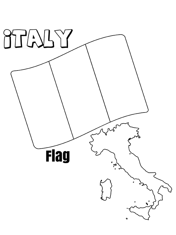 Italy Map and Flag Coloring Page - Free Printable Coloring Pages for Kids