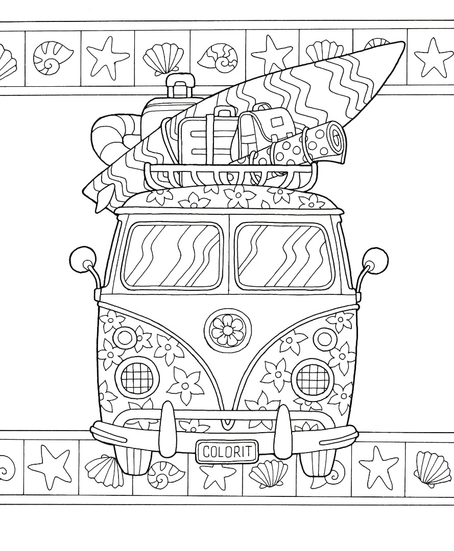 Freebie Friday Summer Van Adult Coloring Book