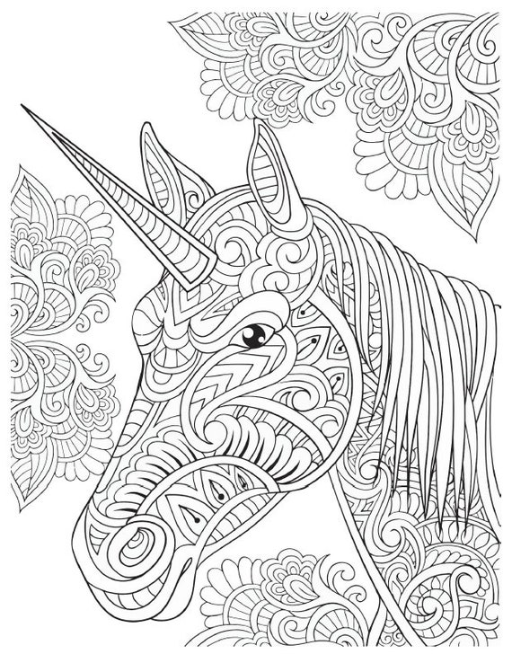 Unicorn Mandala Coloring Page 2 - Etsy