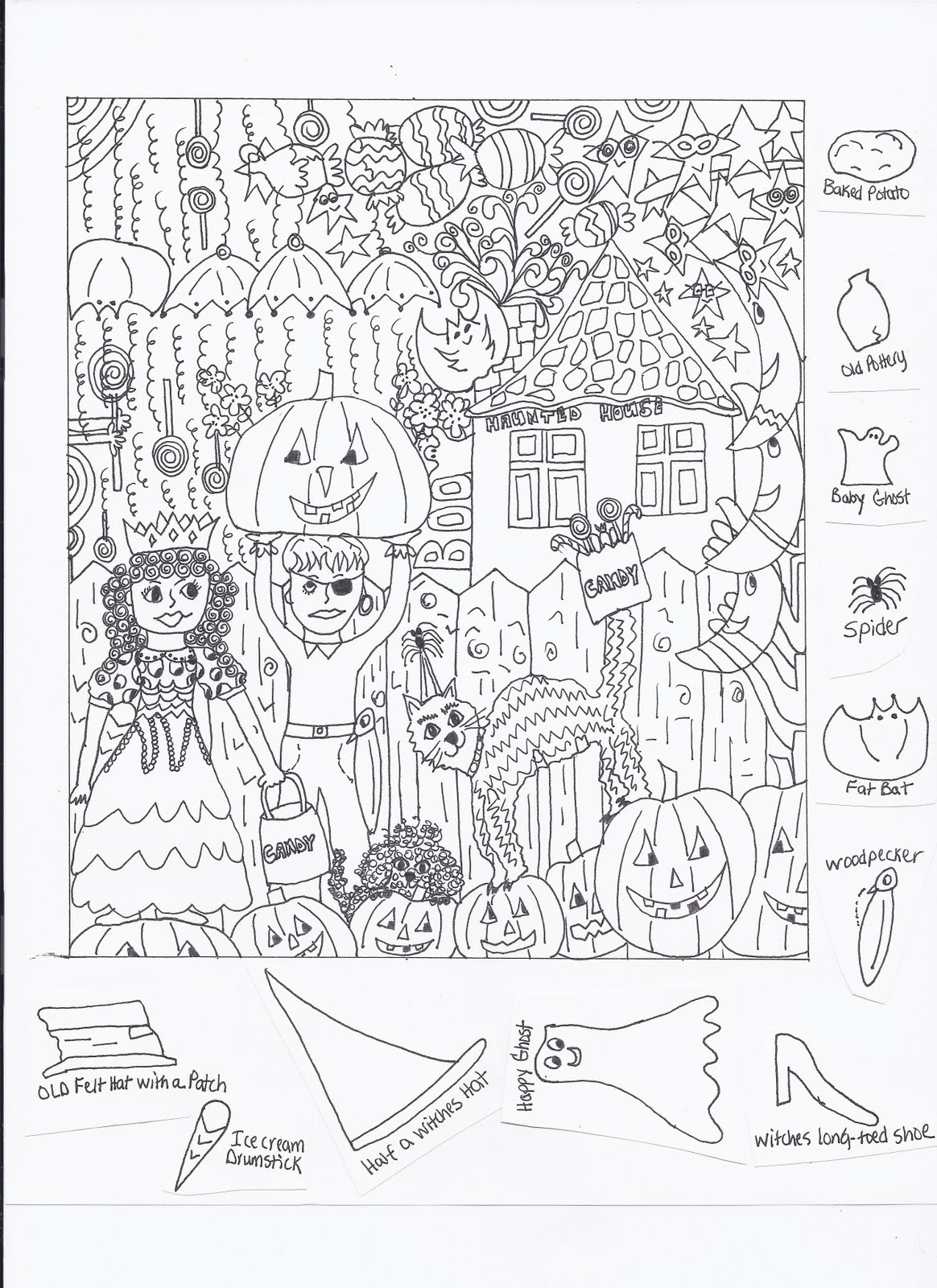 Hidden objects coloring pages