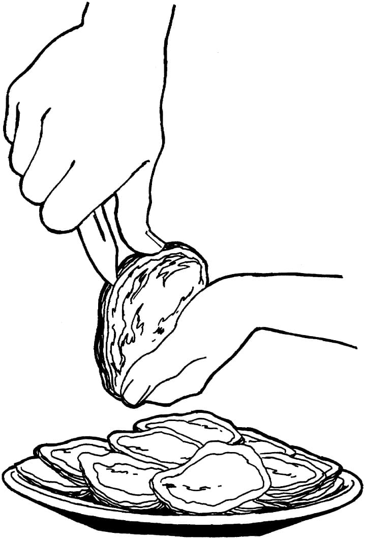 Shucking Oysters Coloring Page - Free Printable Coloring Pages for Kids