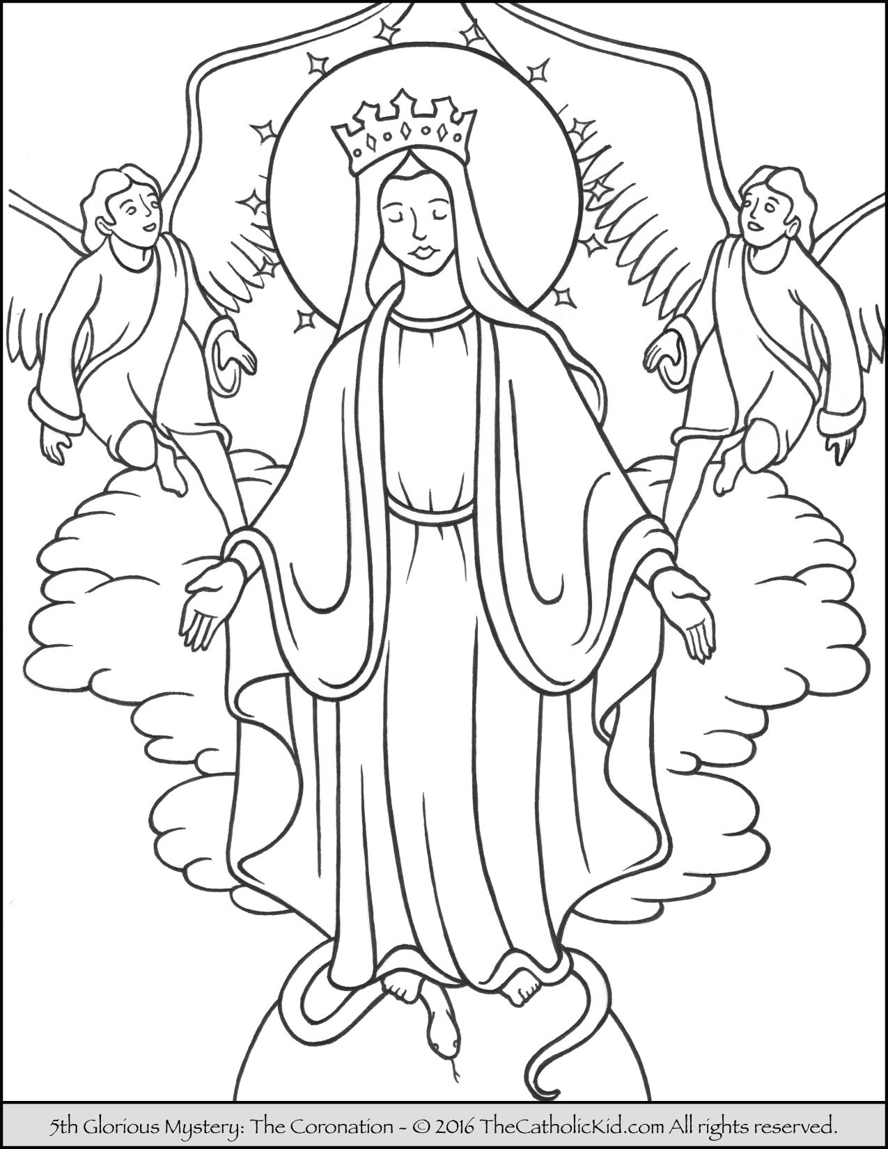 Glorious Mysteries Rosary Coloring Pages - Coronation of Mary - The  Catholic Kid - Catholic Coloring Pages and Games for Children