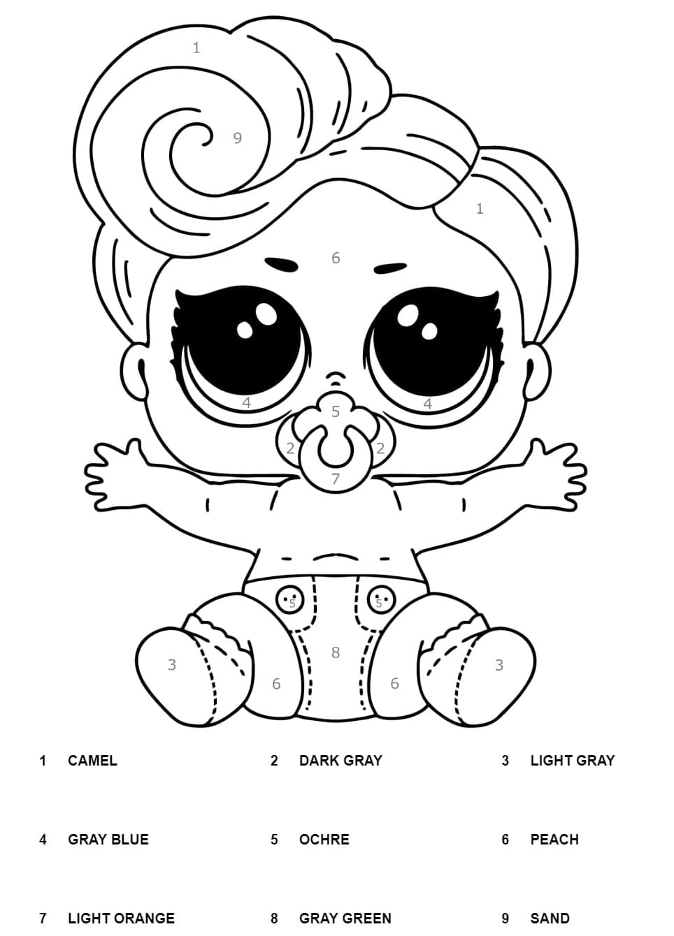 LOL Baby Color by Number Coloring Page - Free Printable Coloring Pages for  Kids